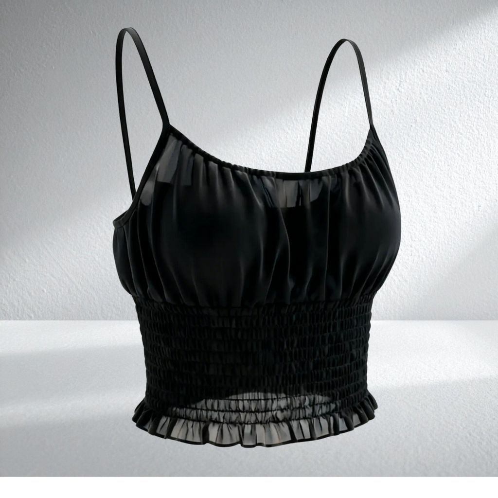 Áo Croptop Nữ Xếp Li Dây Đeo Mảnh