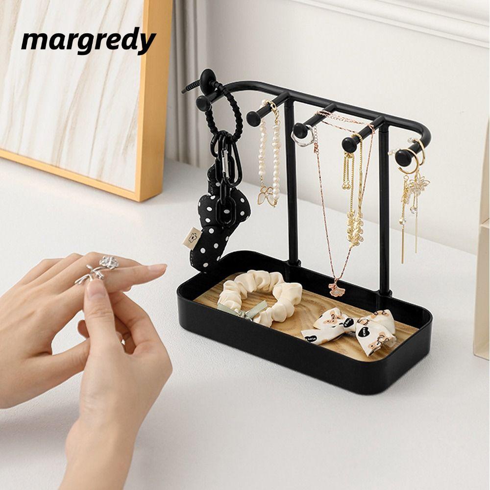 MARGREDY Giá trưng bày trang sức, với Đế gỗ Đạo cụ chụp ảnh Hộp lưu trữ máy tính để bàn, Vòng cổ bông tai tiện lợi thời trang Giá treo di động
