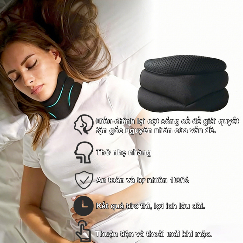 Nẹp cổ 3 lớp công thái học –mút mềm đàn hồi, hỗ trợ giảm cổ rùa, định hình cổ, giảm đau mỏi vai gáy