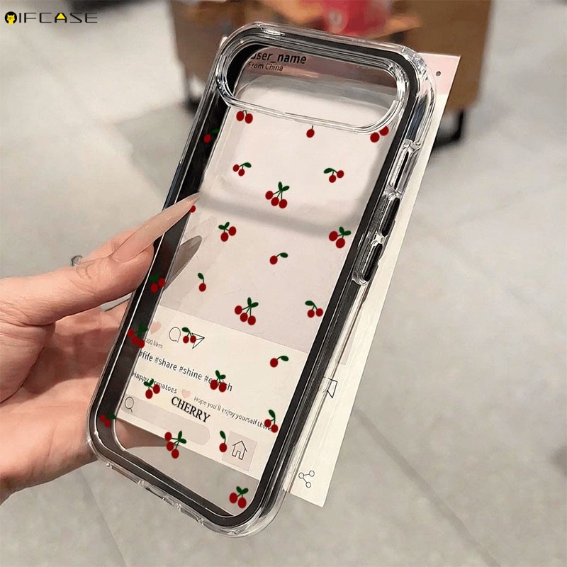 Dành Cho Samsung Galaxy S26 S25 Edge S24 FE S23 Plus S22 Ultra S26 + S25 + S24 + S23 + Ốp Điện Thoại 2 Trong 1 Trái Cây Anh Đào Màu Đỏ Dễ Thương Đơn Giản Màu Đen Trong Suốt Vỏ Mềm
