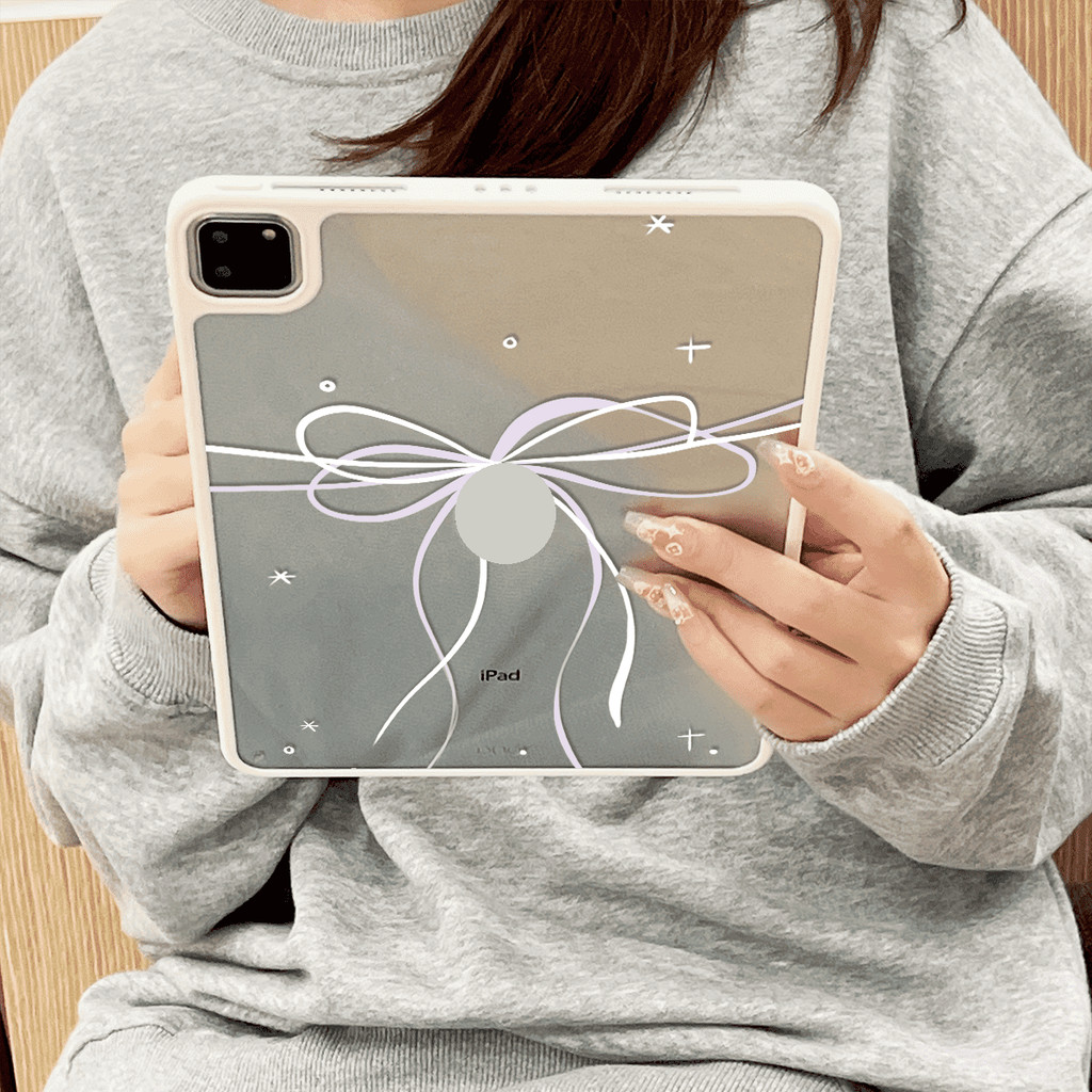 Ốp Lưng Cứng Acrylic Trắng Nơ Cho Mini6 Mini7 A17Pro IPad 5 6 7 8 9 10 11 12 A19 A16 Air 2 3 4 5 6 Air 11 M2 M3 M4 2026 Pro10.5 Pro11 M4 M5 Pro13 2024 2025