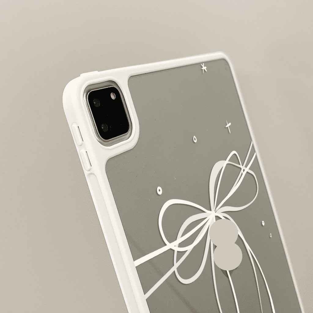 Ốp Lưng Cứng Acrylic Trắng Nơ Cho Mini6 Mini7 A17Pro IPad 5 6 7 8 9 10 11 12 A19 A16 Air 2 3 4 5 6 Air 11 M2 M3 M4 2026 Pro10.5 Pro11 M4 M5 Pro13 2024 2025