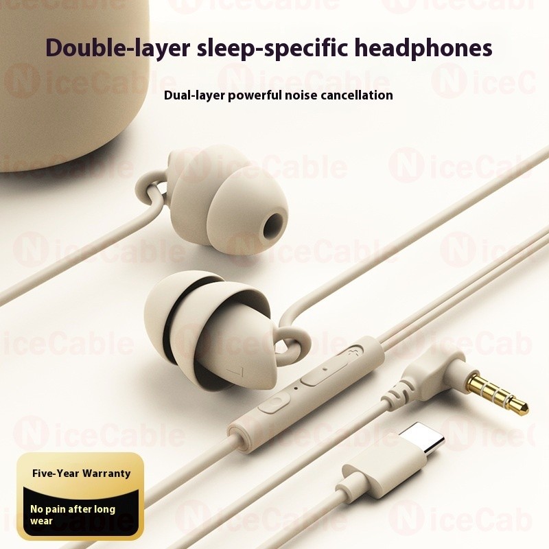 Tai nghe có dây âm thanh nổi HiFi Tai nghe silicon mềm đặc biệt dành cho giấc ngủ Khuỷu tay 3,5mm & Loại C Cắm Tai nghe khử tiếng ồn kép Tương thích rộng rãi