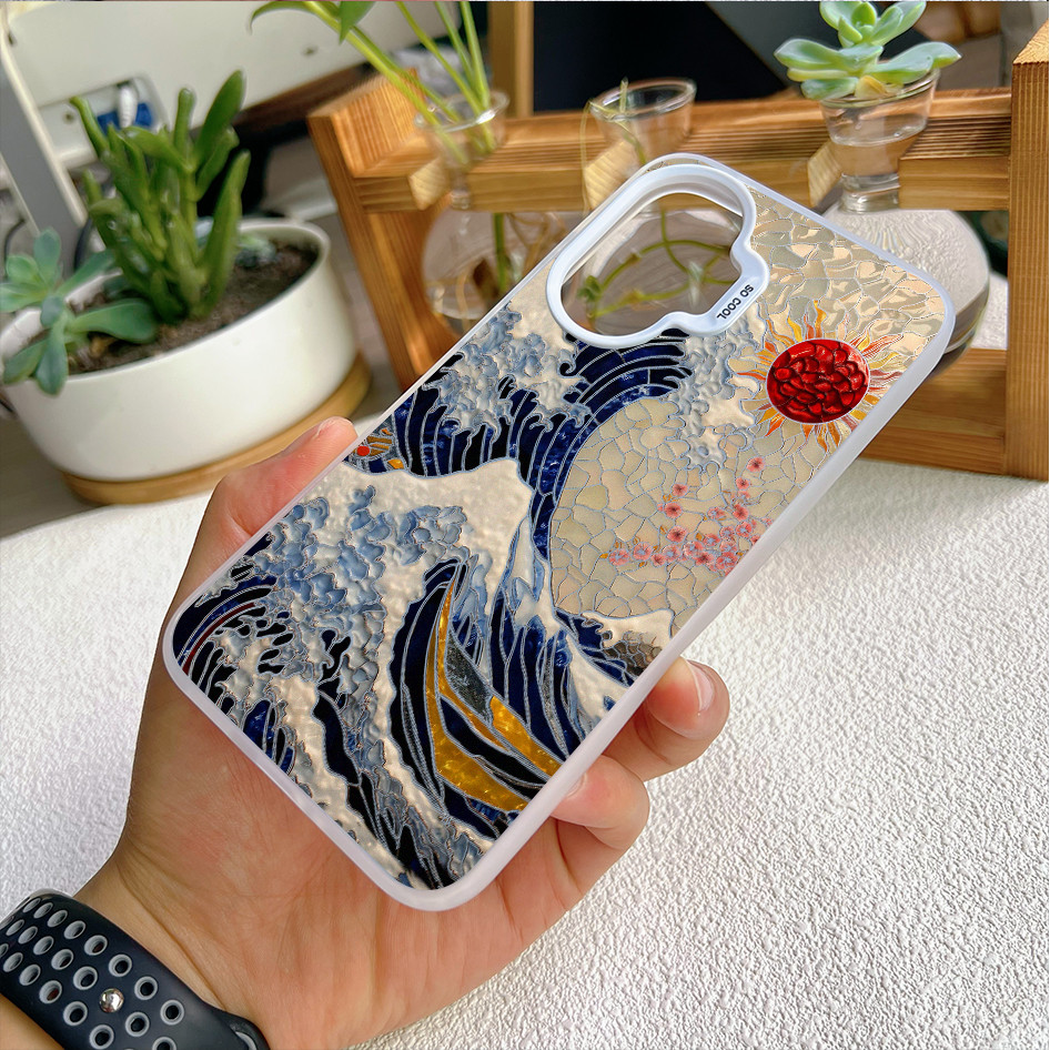 Ốp Điện Thoại Micro Matte The Great Wave off Kanagawa (Ukiyo-e) Cho Redmi Turbo 4 Pro Note 15 Pro / 14 / 13 Mi 17 Pro Max 15T 14T K90 Pro Max Xiaomi 15 14 Vỏ Redmi Siêu Chống Sốc
