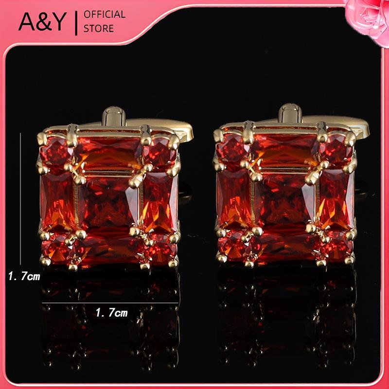 A & Y Thời Trang Cao Cấp Kim Cương Giả Zircon Khuy Măng Sét Nam Trang Sức Cao Cấp Áo Sơ Mi Cuff Link.
