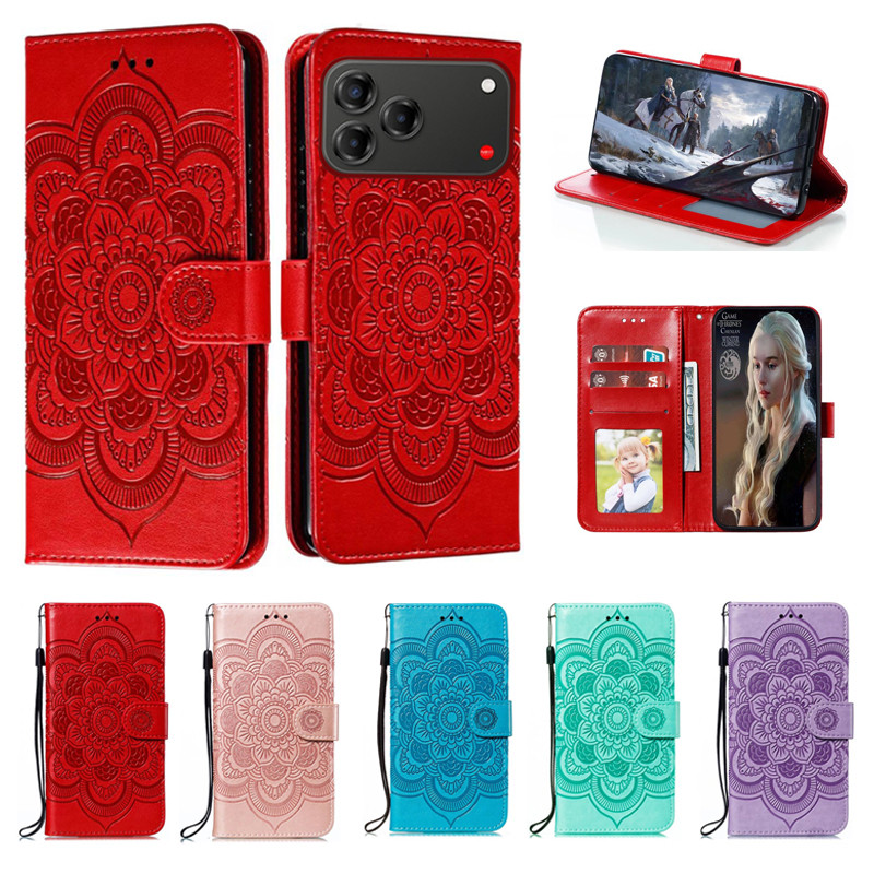 Emboss Hoa Da Ốp Lưng Điện Thoại ZTE Nubia V80 Thiết Kế Ví Datura Flip Book Case Cover Funda