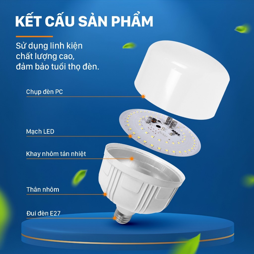 Bóng đèn led bulb trụ nhựa bọc nhôm DOB 5W-65W Mỹ Linh,bóng led trụ tiết kiệm điện,đèn led siêu sáng