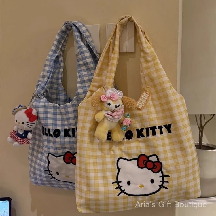 [Aria G-1] Túi đeo vai một vai di động bằng vải Canvas kitty phong cách dễ thương dành cho người đi lại Túi đeo vai dung tích lớn