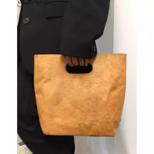 Túi giấy Kraft retro nữ, túi tote nhỏ 2024, túi đi chơi/đi làm, phong cách niche