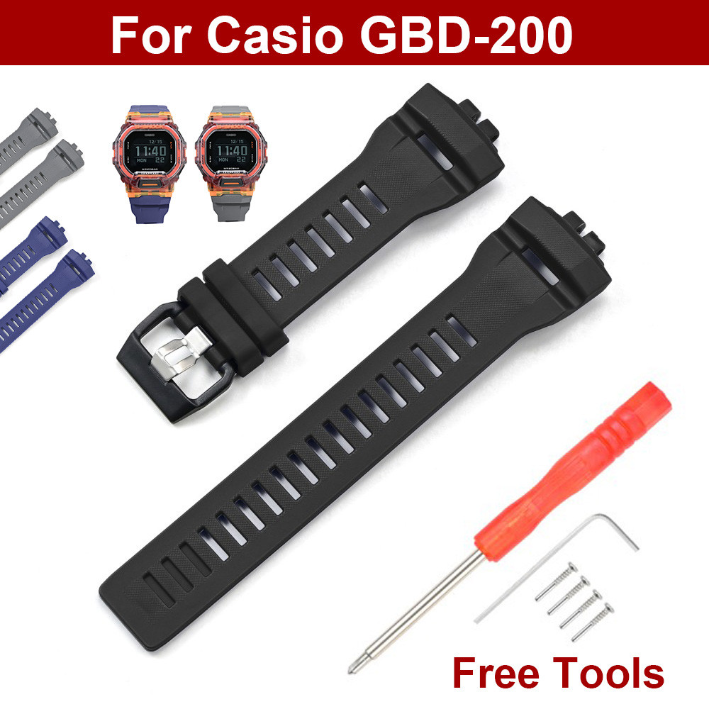 Dây đeo đồng hồ cao su màu đen cho dây đeo đồng hồ Casio G-SQUAD GBD-200-1 / 2 / 9 GBD-200RD Dây đeo đồng hồ silicon bằng nhựa thay thế vòng tay cho nam nữ sinh viên