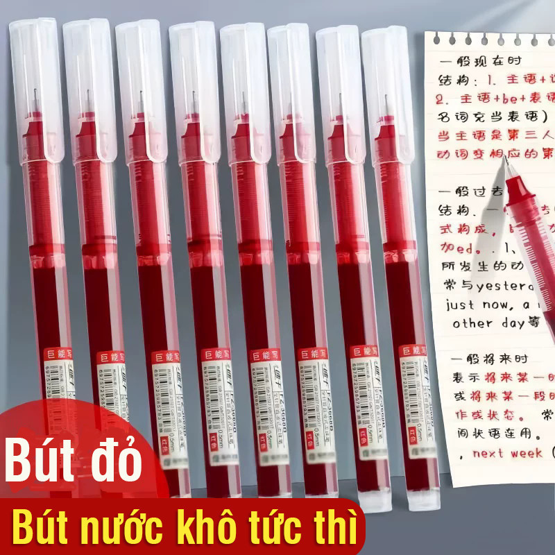 Combo 30 bút bi đỏ dùng cho học tập, ngòi 0.5mm dễ viết, mực khô nhanh không bẩn tay cho học sinh