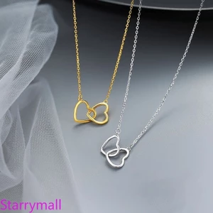 Mới - Đôi Nhẫn & Dây Chuyền Trái Tim Xương Đòn, Phong Cách INS, Perfect Quà Tặng Ngày Lễ Tình Nhân