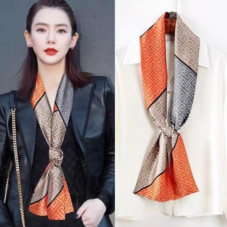 Khăn lụa nhỏ phong cách Hàn Quốc, trang trí xương đòn, thời trang thu đông