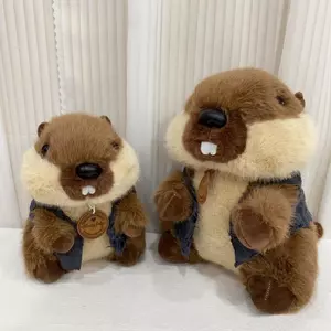 Đồ chơi nhồi bông Groundhog mới Tư thế ngồi Thú nhồi bông với áo Vest dễ thương Nhân vật hoạt hình Búp bê làm quà tặng