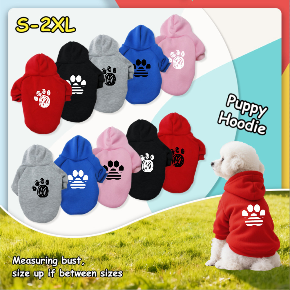 Size S-2XL: Áo hoodie cho thú cưng có móng vuốt gấu và chân chó, phong cách chui đầu, có sẵn 5 màu, mềm mại, thoáng khí, ấm áp, có thể giặt được bằng máy, thích hợp cho mọi giống chó nhỏ.