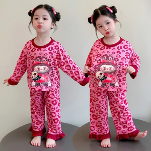 Bộ Đồ Ngủ Bé Gái Thu Đông Labu Dài Tay 90-140 Size SI09