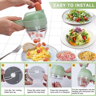 Máy thái gọt vỏ thực phẩm CLEARLINE, Máy cắt rau điện cầm tay không dây, Máy xay thịt Máy xay thực phẩm 4 TRONG 1