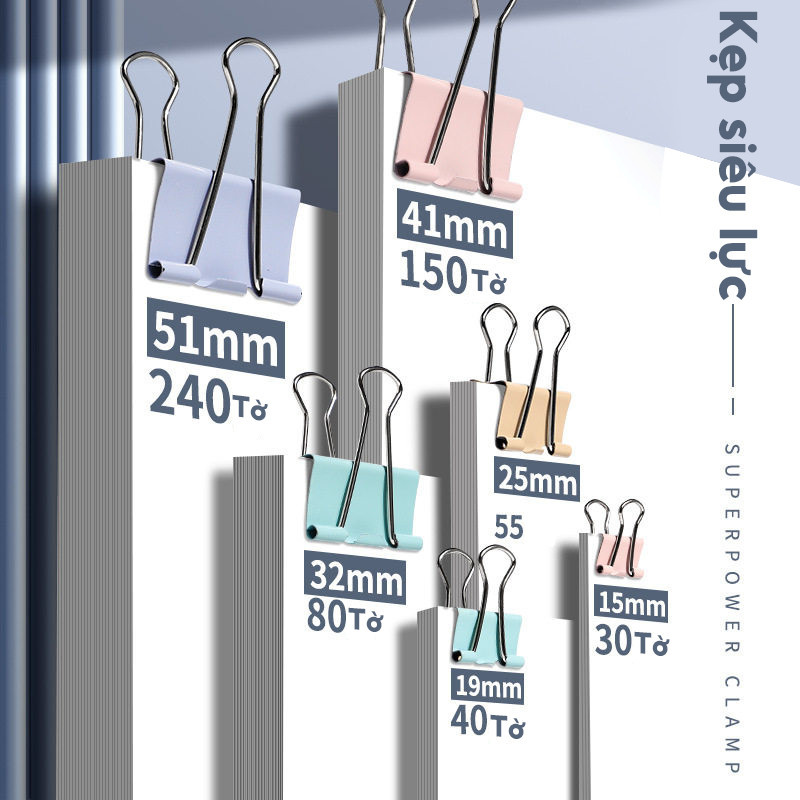 Kẹp tài liệu kẹp bướm pastel mini A4 kim loại - Sản phẩm đa năng, phù hợp học sinh, nhân viên văn phòng, tiện ích