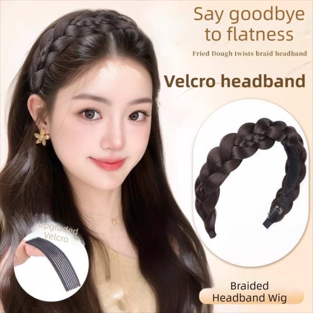 GOJO Bện Băng Đô Tóc Giả - Mũ Tổng Hợp Bím Xương Cá, Thiết Kế Handmade Có Thể Điều Chỉnh