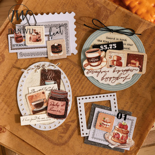 JIANWU Ấm Trà Nhẹ Nhàng Prelude Series Vintage Bánh Cà Phê Phong Cảnh Chất Liệu Cắt Băng Sáng Tạo DIY Tạp Chí Văn Phòng Phẩm