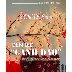 2026 Đèn Led Cành Hoa Đào Trang Trí Nhà Dán Tường 1 Mét 6 72 Bông 8 Chế Độ Sáng TRANG TRÍ NHÀ CỬA ĐÀO HUYỀN TRÍ TẾT