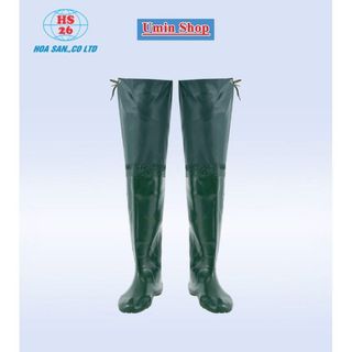 Ủng cấy 2 lớp đế MỀM Hoa San, ủng lội nước, ủng lao động, đi mưa buộc đến đùi
