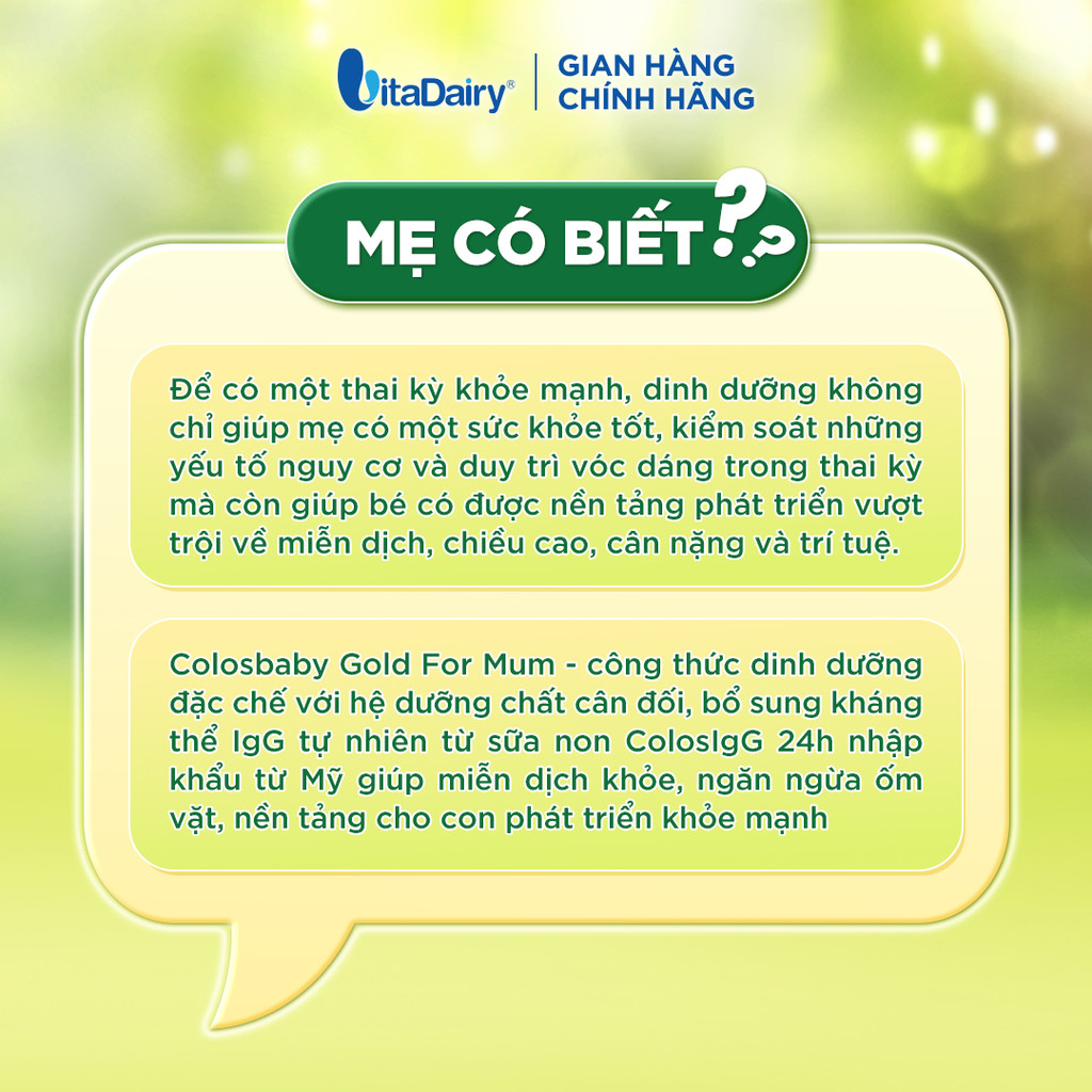 Sữa bột ColosBaby Gold for Mum dành cho chế độ ăn đặc biệt - Bổ sung dinh dưỡng cho mẹ - Lon 400 và 800g