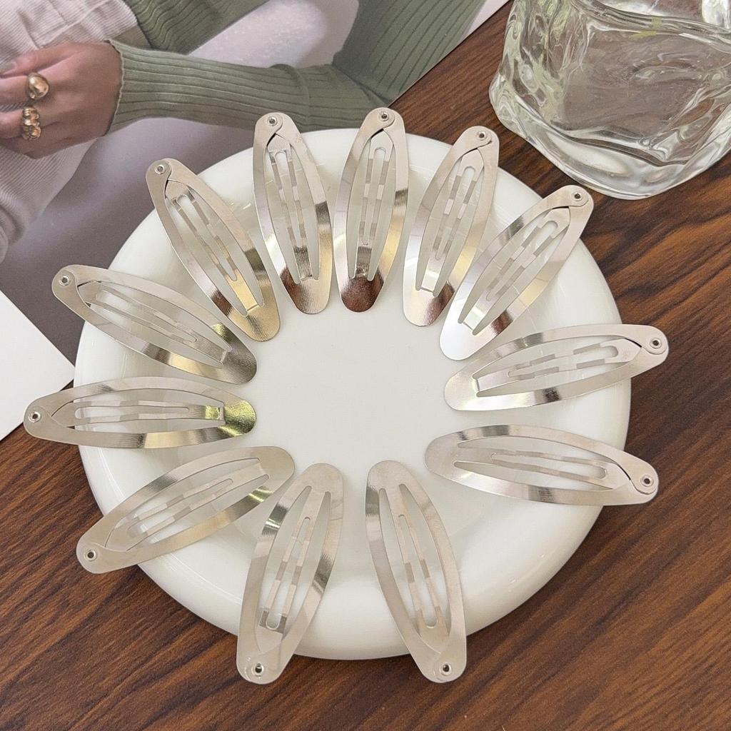 Kẹp Tóc Hình Bầu Dục Kim Loại Bạc - Bộ 20/30 Chiếc, Chất Lượng Cao, Đẹp Bền