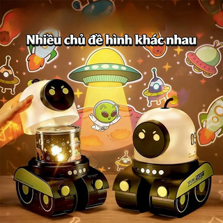 【BabyJoy】Robot đèn chiếu 3in1 kết nối Bluetooth,Bầu trời đầy sao 360° và hình ảnh chiếu,Có chức năng phát nhạc