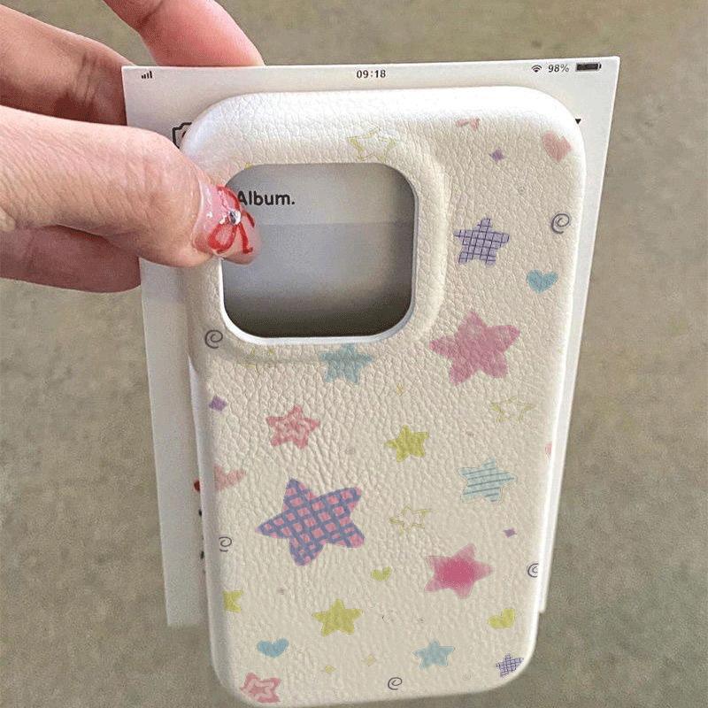 Ngôi sao đầy màu sắc cho iPhone 17 16 15 13 giả da 12p lỗ lớn 11 mềm x