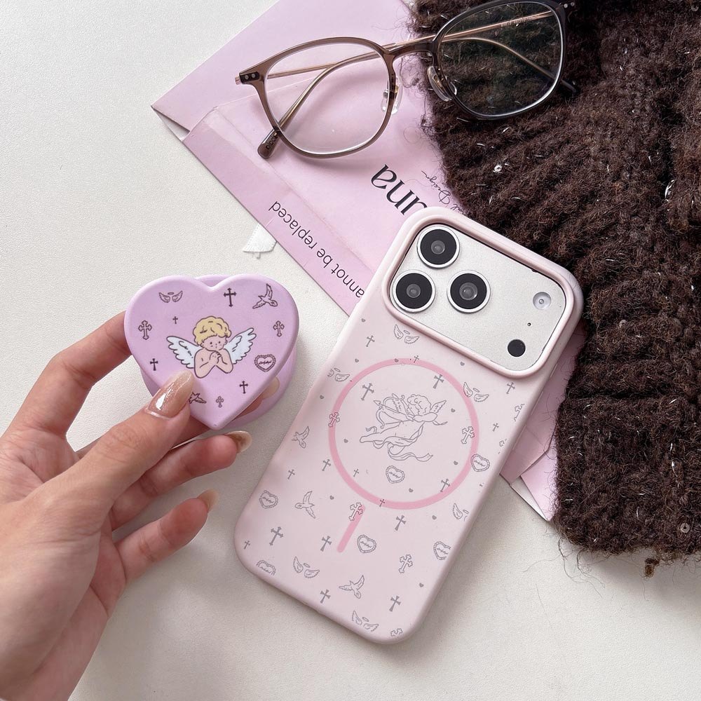 Ốp lưng TPU Tương thích với iPhone 13 14 14Pro 14ProMax 15 15Pro 15ProMax 16 16Pro 16ProMax 17 17Pro 17ProMax Ốp nam châm họa tiết thiên thần nhỏ