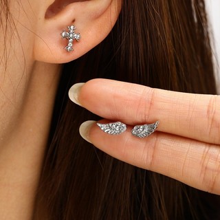 Bông tai hình cánh thiên thần đính đá zircon sáng bóng - Quà tặng cặp đôi unisex