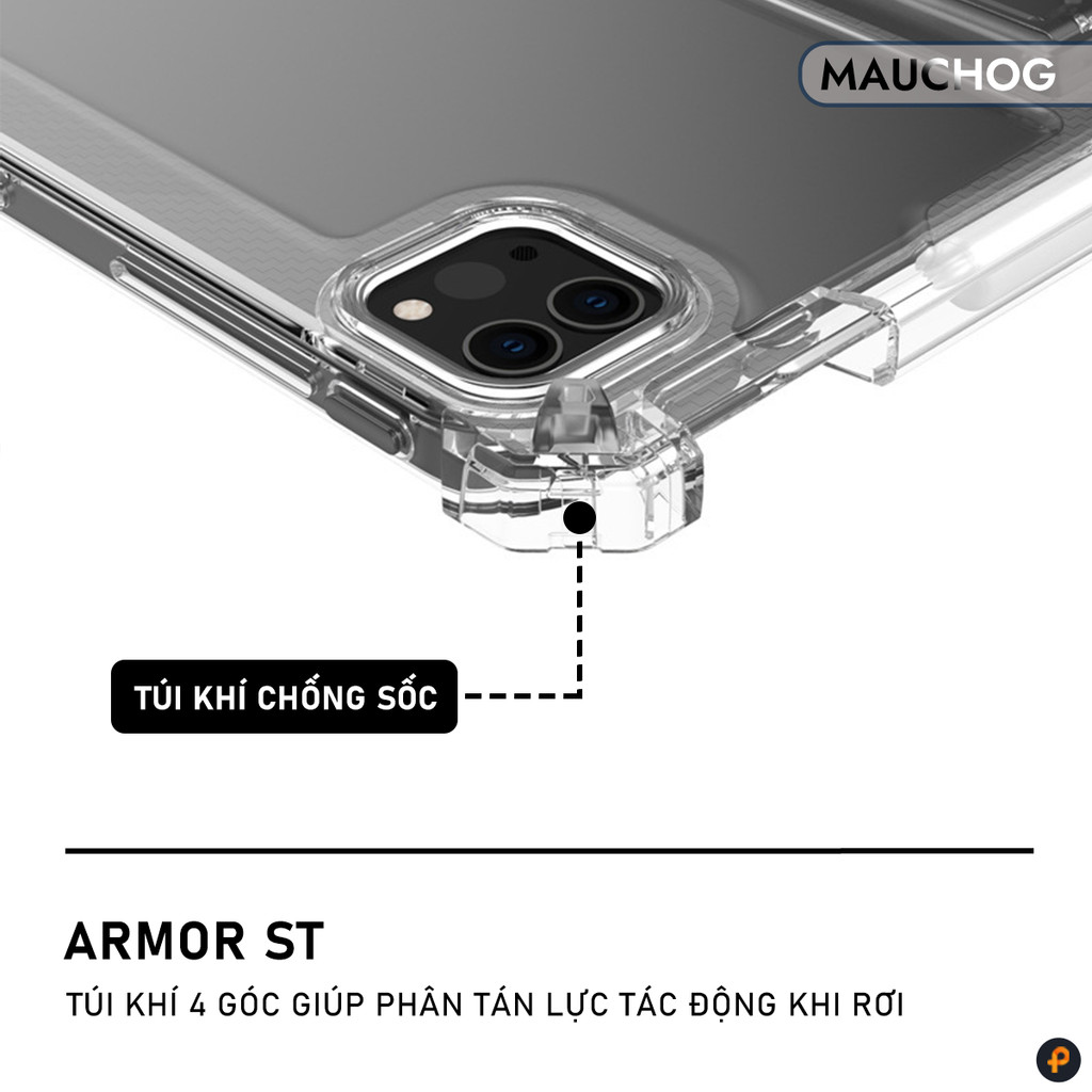 Ốp Trong Suốt Tích Hợp Giá Đỡ Khay Đựng Bút Cho iPad Pro M4 M2 M1 Air 7 6 5 4 Gen 11 10 Mini 7 6