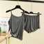 Shop Modal Bộ Đồ Ngủ Nữ Dây Đeo Bên Trong Quần Short Đáy Áo Sơ Mi Rời Loungewear Bộ Đồ Hai Mảnh
