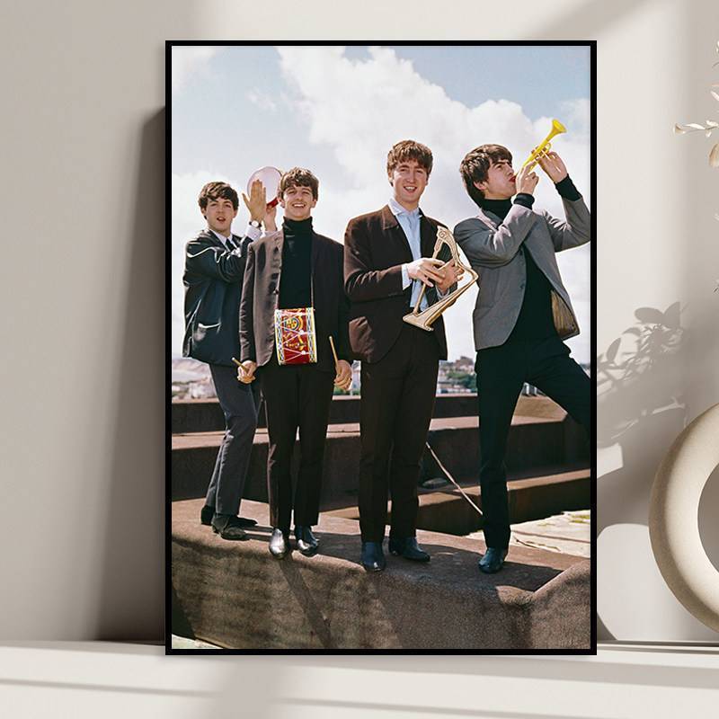 The Beatles Canvas Poster Ban Nhạc Rock Anh Âm Nhạc Ngôi Sao Nghệ Thuật Treo Tường Cho Gia Đình Cafe Thanh Trang Trí