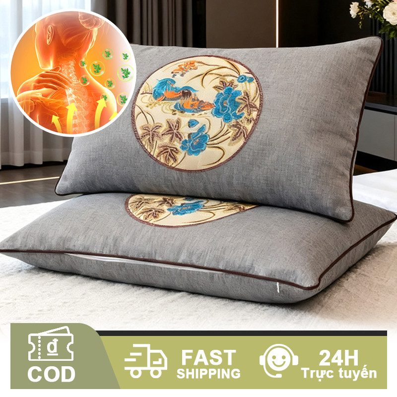 Gối ngải cứu chườm nóng giảm đau cổ vai gáy kê cổ Gối Ngải Cứu Chườm Nóng Giảm Đau Mỏi Cổ Vai Gáy
