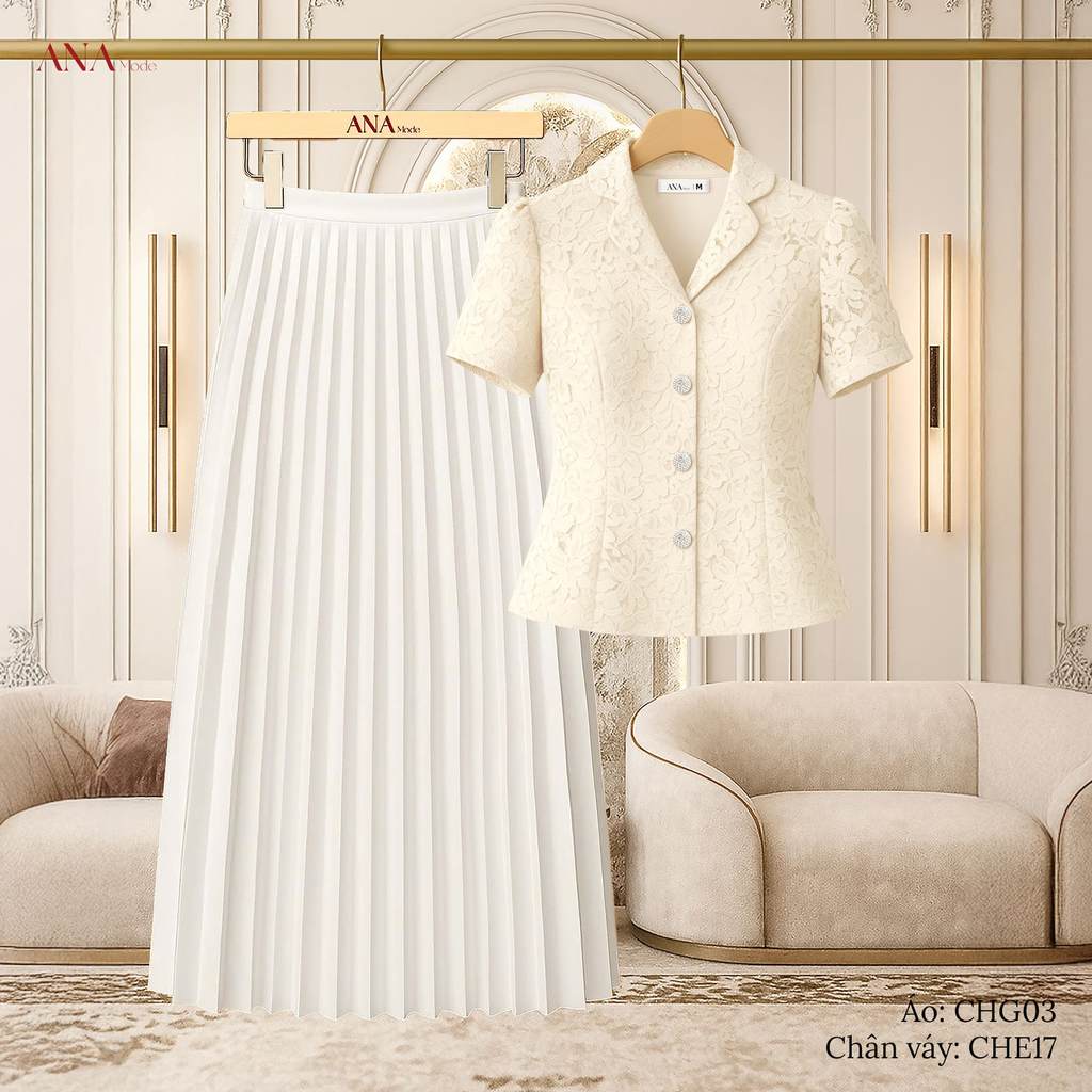 Set Quà Tặng Mẹ Ý Nghĩa Thương Hiệu ANA Mode (Áo CHG03 + Chân váy CHE17 kèm hộp quà)