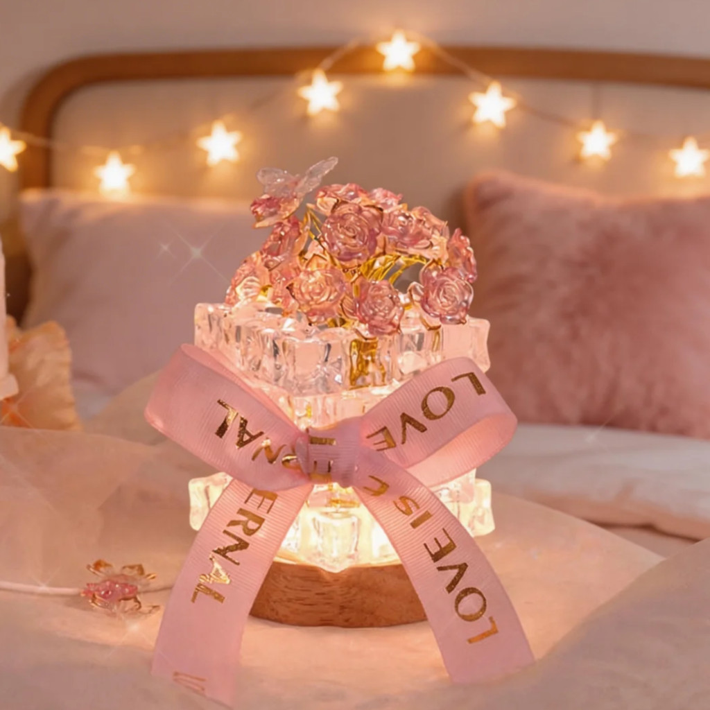 Quà tặng HOT Đèn hoa hồng vĩnh cửu quà handmade tặng người yêu, set làm quà cute handmade dễ thương