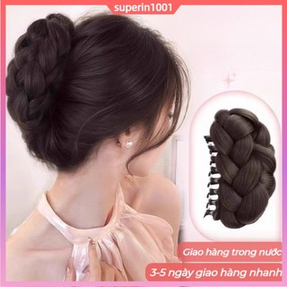 (Vận chuyển địa phương) Bện Bun Head Tóc Giả Kẹp - Style Hàn Quốc Lười Nhẹ Nhàng