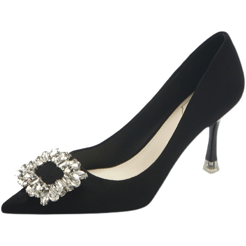 2 Màu Kích Thước Lớn 30-45 Stiletto Gót Chân Cao Gót Đen Giày Đơn Xuân Hè Thời Trang Phù Hợp Với Người Đi Làm Thoải Mái Nhìn Cao OHB2