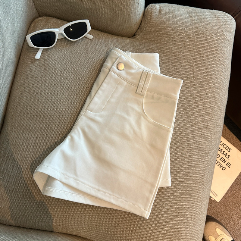 SUXI Mùa Xuân Mới Nữ Mỹ Retro Màu Trơn Cổ Cao Quần Short 260227