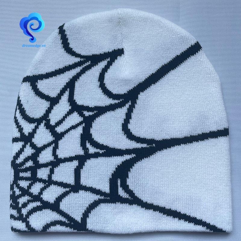 [DreamEdge] Beanie Ấm Áp Cho Mùa Đông, Họa Tiết Nhện Phong Cách Goth Y2K, Len Acrylic