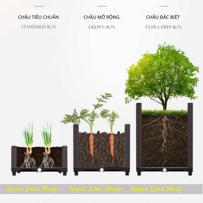 Chậu nhựa lắp ghép 120x40cm cao 40cm, chậu nhựa lắp ghép thông minh trồng rau sạch CG312