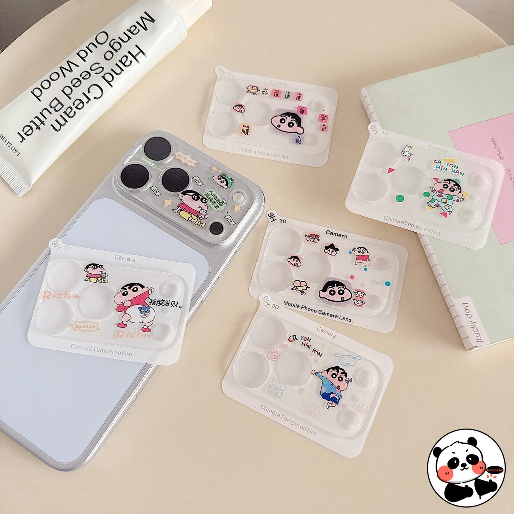 Kính Bảo Vệ camera Dễ Thương Cho iPhone 17 Pro Max 16 15 14 Pro Max Ống Kính Phim Hoạt Hình Doremon Crayon Shin-chan Kitty Cat Patrick Star Snoopy Moon HD Kính Bảo Vệ Full Cover