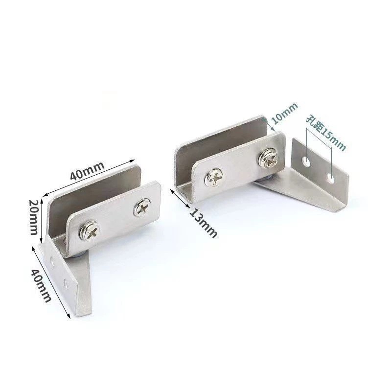 Bộ kẹp kính bản lề nhấn mở inox dày 1.8mm Không Khoan Lỗ，Kẹp Kính Nhấn Mở，Dễ dàng lắp đặt, điều chỉnh