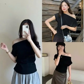 Áo Thun Lệch Vai Xếp Ly, Áo lệch vai Co Dãn MềmÁo Thun Lệch Vai Xếp Ly ,Áo Trễ Vai tiểu thư