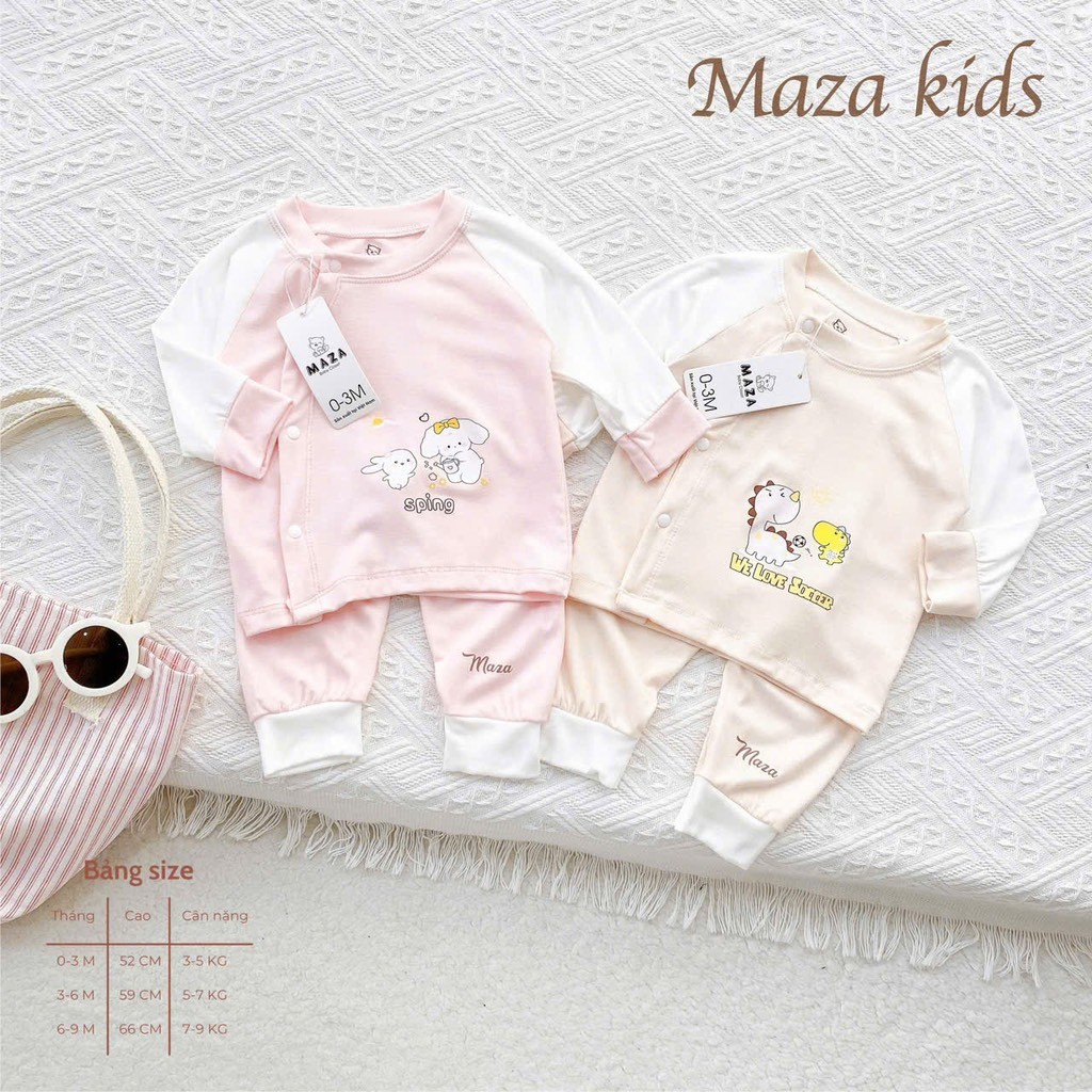 [A82Tencel] Bộ quần áo dài tay cạp cao chất liệu vải tencel cao cấp cho bé 0-9 tháng