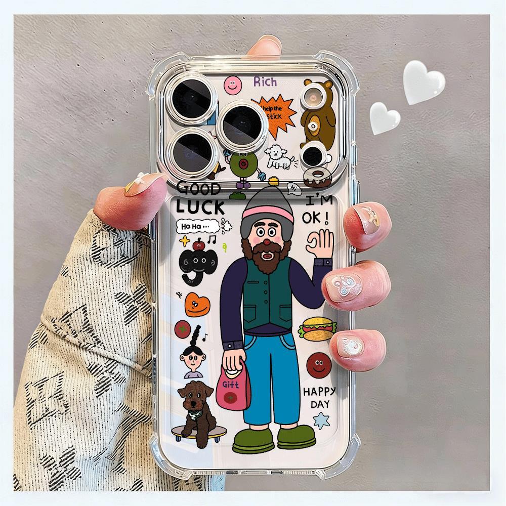 May mắn triều chú thích hợp cho iPhone 17Promax trường hợp túi khí bốn góc 16promax trong suốt 15