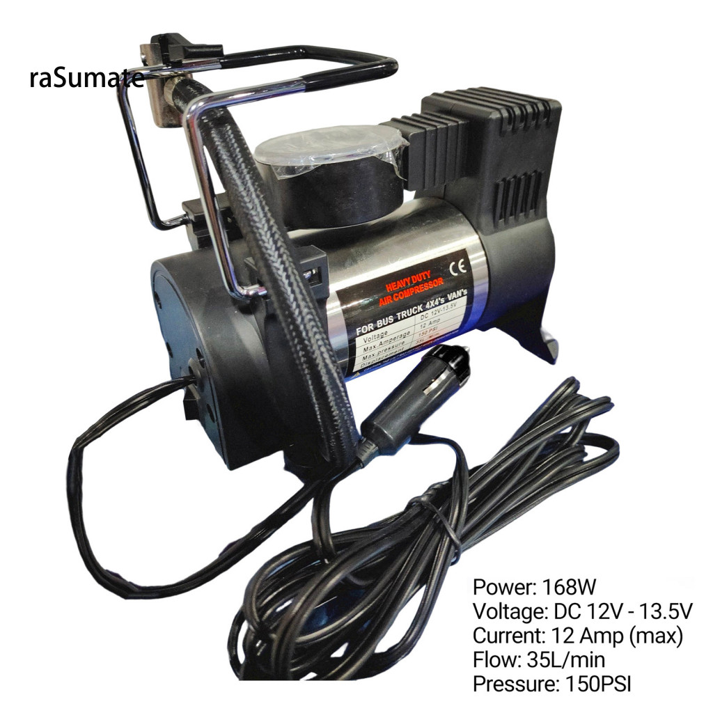 < rasumate > Máy Bơm Hơi Lốp Tiện Lợi Tiếng Ồn Thấp Áp Lực Cao Tự Động Sạc Và Dừng Đa Năng Lốp Nạp Không Khí Xi Lanh Đơn Máy Nén Khí Điện Ô Tô Đa Năng Cho Automo