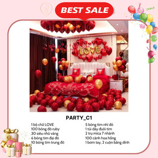 Set Trang Trí Phòng Cưới, Phòng Tân Hôn Lãng Mạn Party Home Bóng Bay Trang Trí Phòng Cưới Phong cách Hiện Đại. DF43